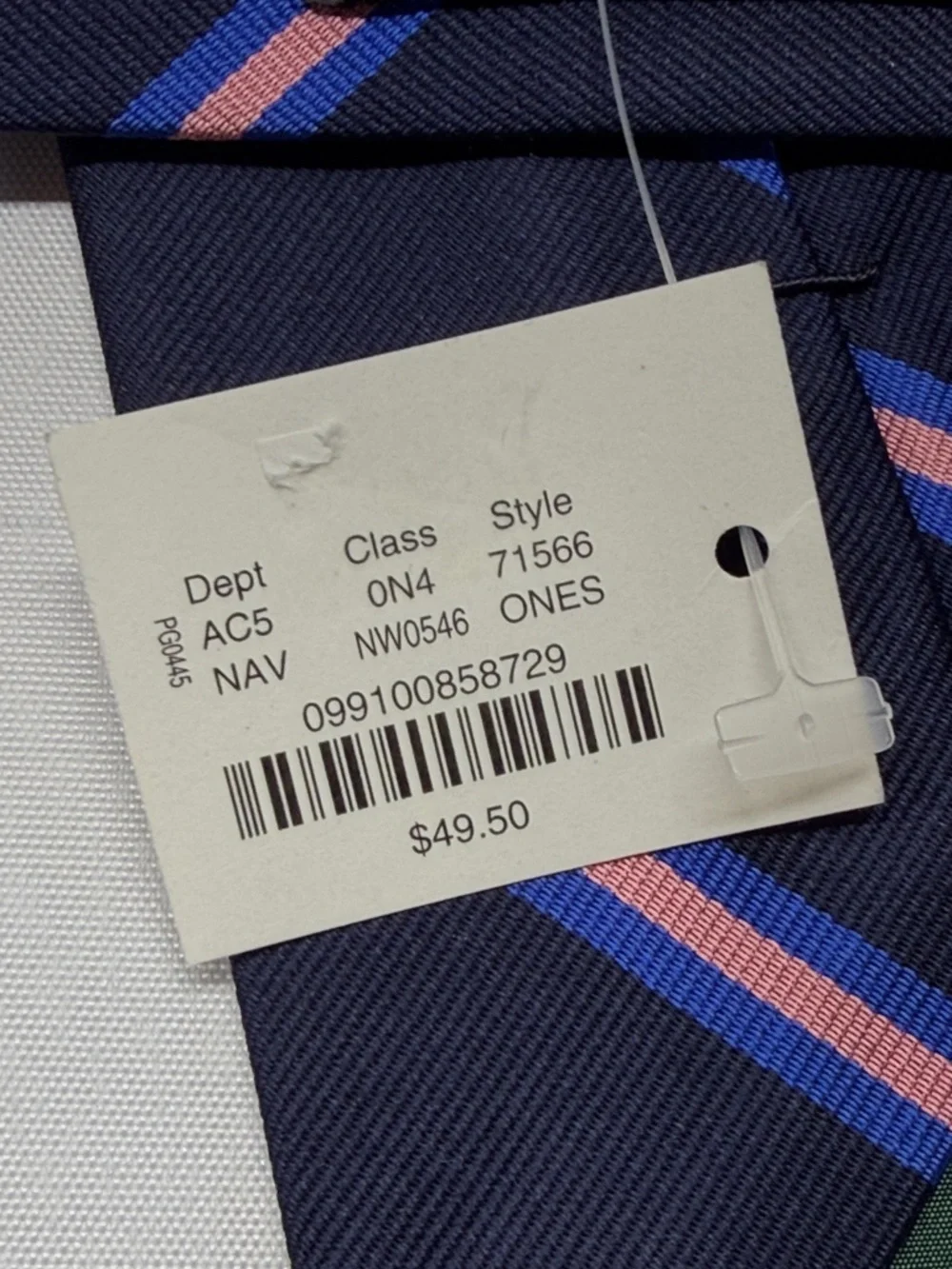 J. Crew NWT Navy Blue with Pink and Light Blue Stripes English Silk Neck Tie